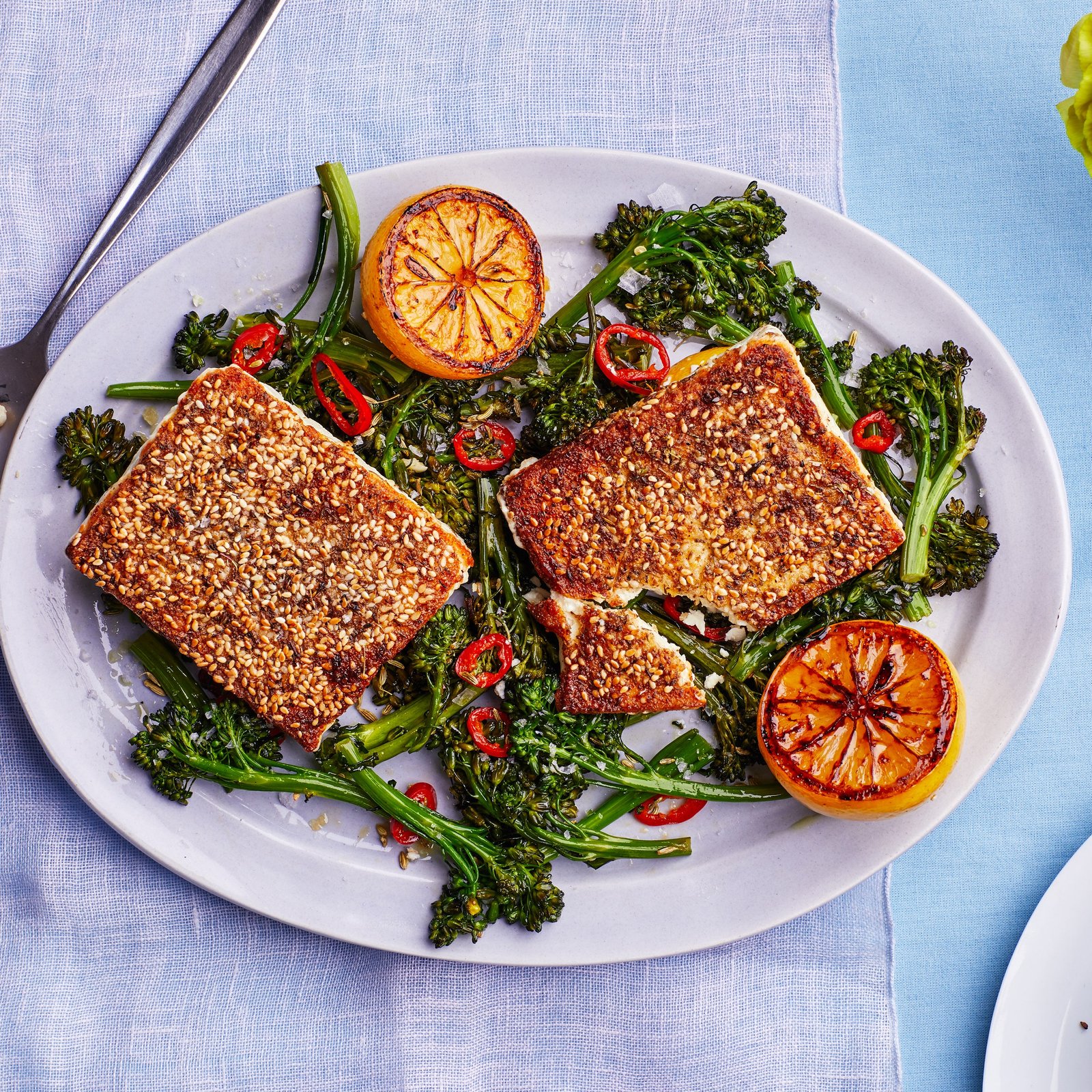 Sesame Feta With Broccolini