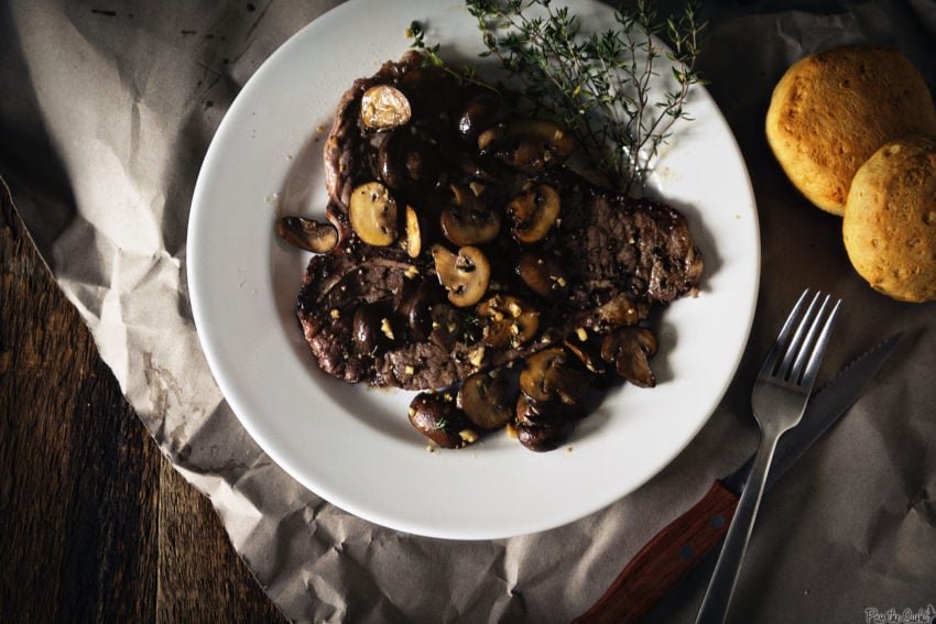 Grilled T-Bone Steaks with Thyme Mushrooms