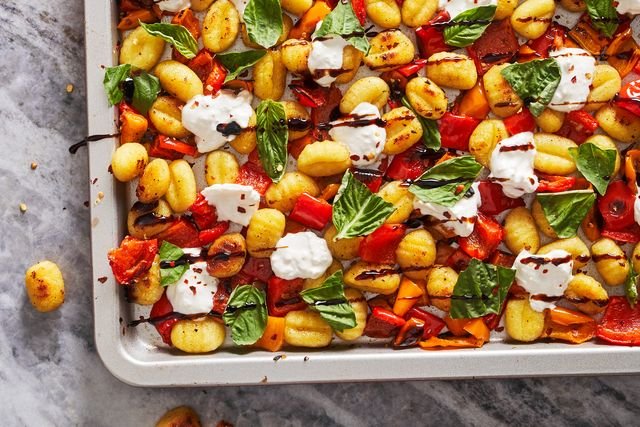 Sheet-Pan Burrata Caprese Gnocchi